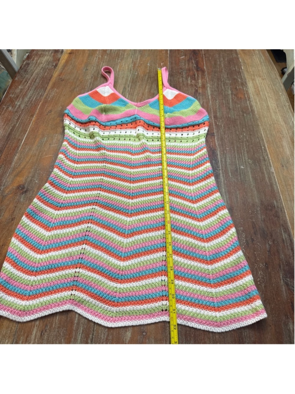 Crave Fame XL Rainbow Chevron Crochet Knit Mini Dress - Picture 9 of 11